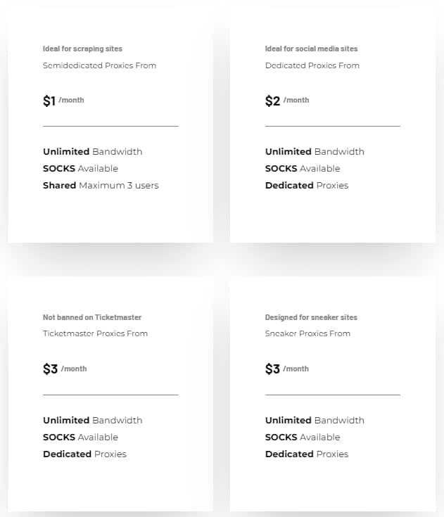 BuyProxies Datacenter Proxy Price